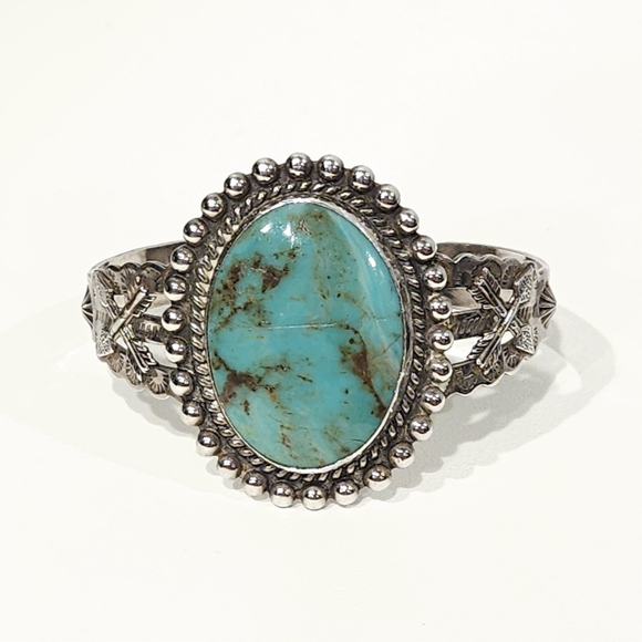 Vintage Southwestern Turquoise Sterling Silver Cuff Bracelet Pacific Jewelry Co - Picture 13 of 16